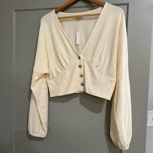 Madewell balloon sleeve crop top